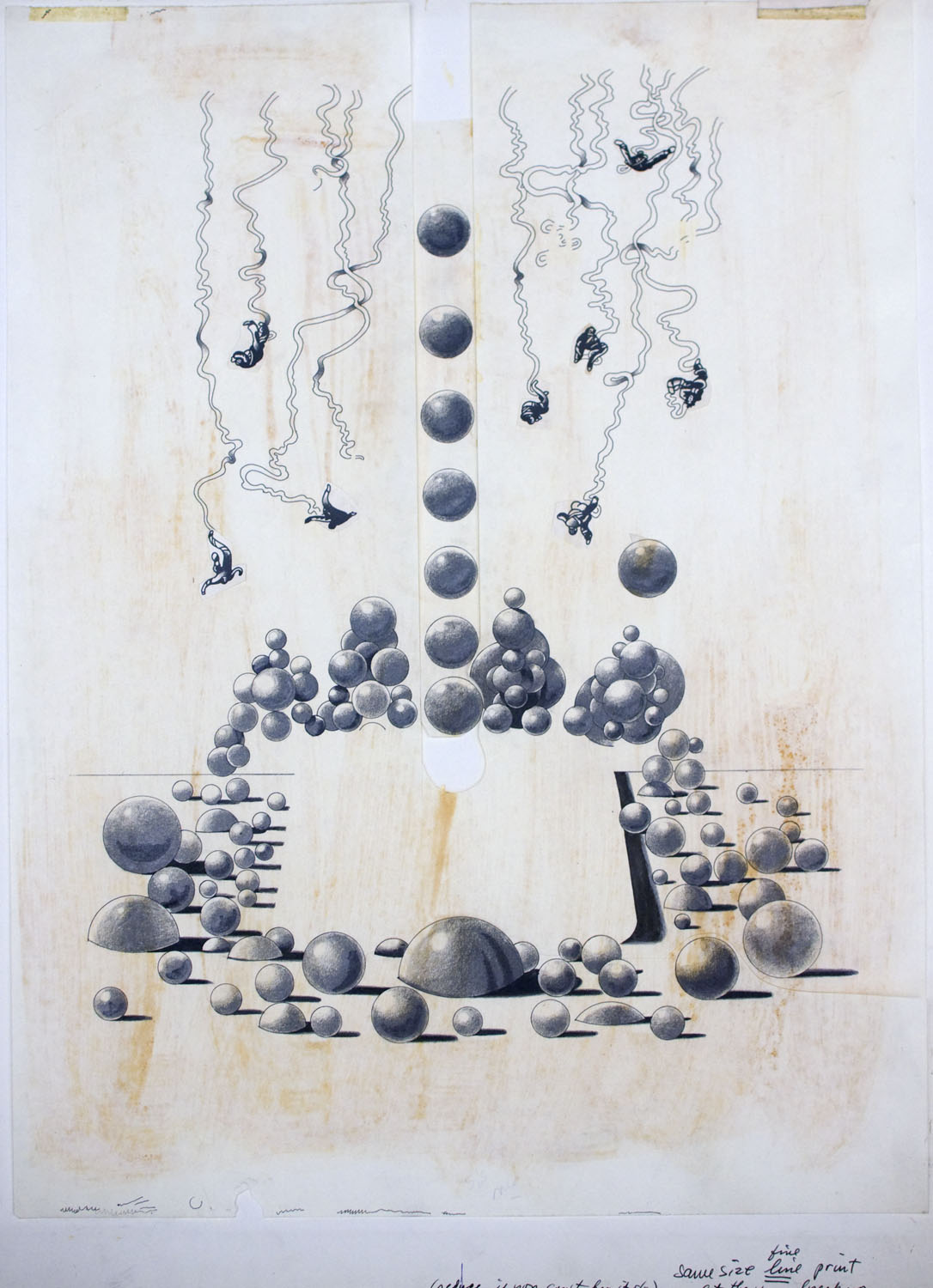 Falling figures and typewriter